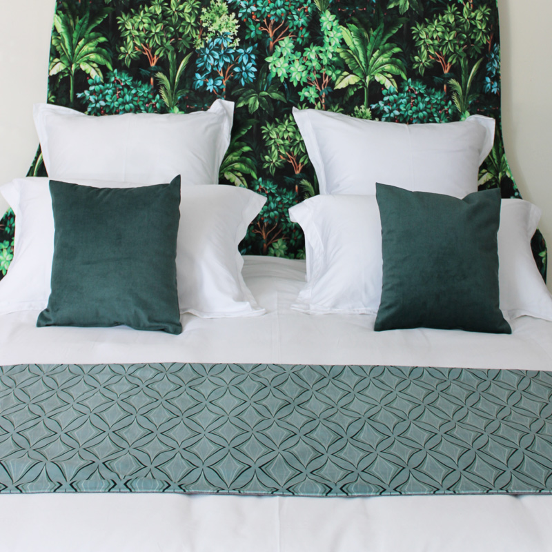 Pack Ensemble un chemin de lit et deux coussins Ambiance Zeleno 